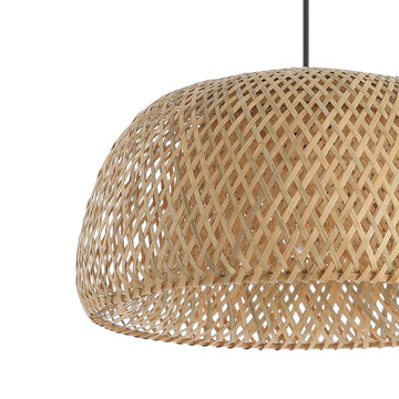 Mateo 18" Farmhouse Coastal Bamboo 180" Cord Plug-In or Hardwired LED Pendant - JONATHAN Y